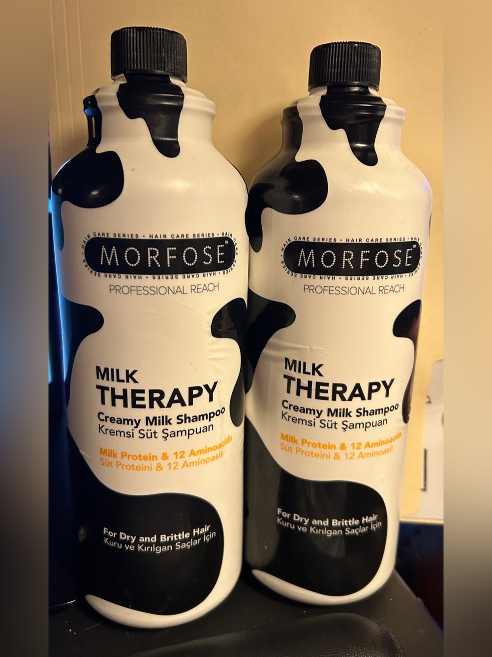 Morfose Professional Milk Therapy Creamy Hair Shampoo for Dry, Damaged 2 Bottles